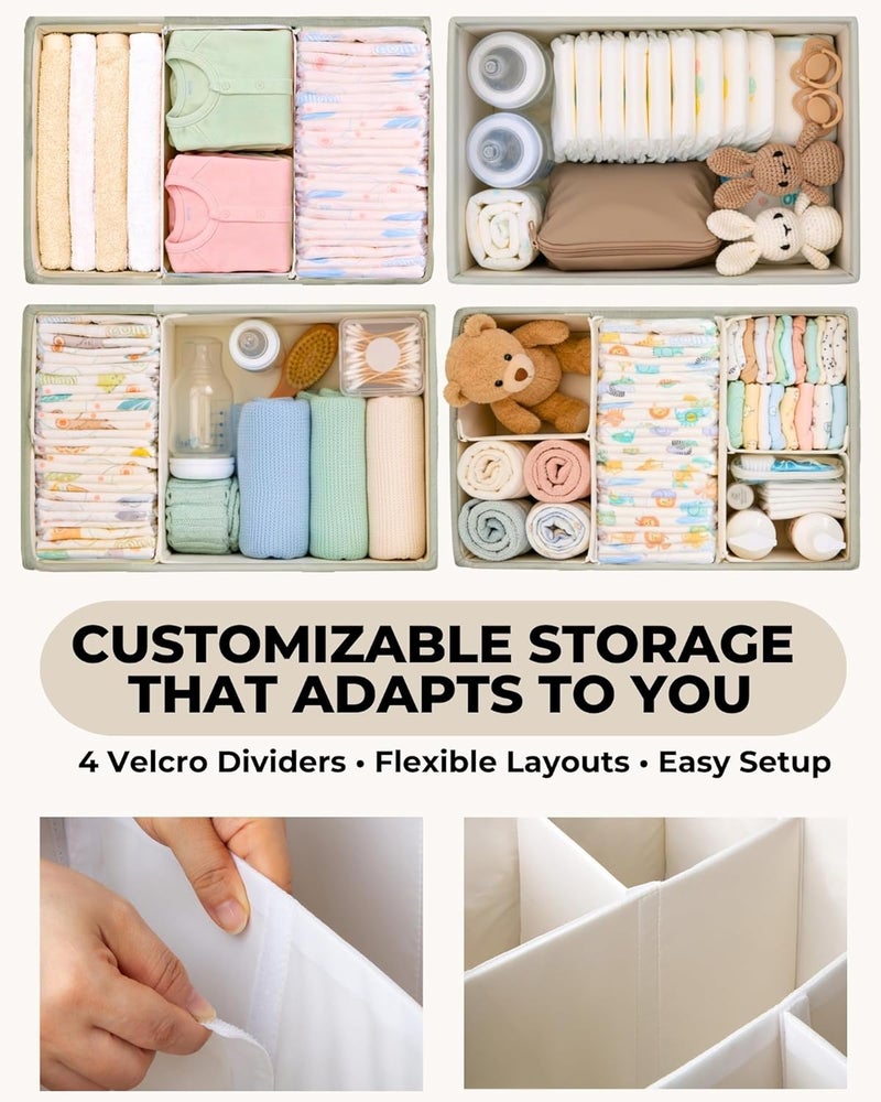 Toodly Baby Diaper Caddy Organizer with Portable Changing Mat - Teddy Fleece Diaper Organizer for Changing Table - Basket for Changing Essentials - Baby Essentials Organizer with Removable Dividers - Image 3
